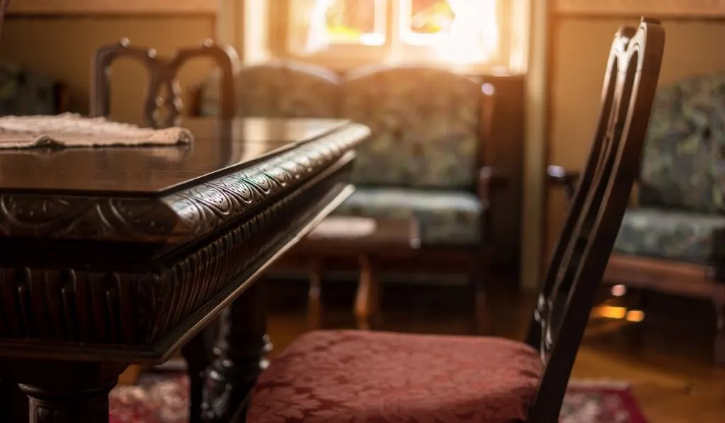 antique table and chair