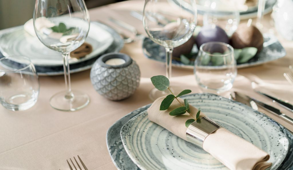 luxury table setting with vintage colors