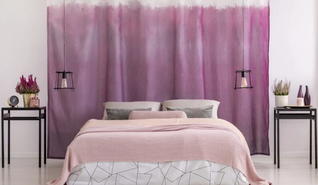 gradient pink curtains matching bed