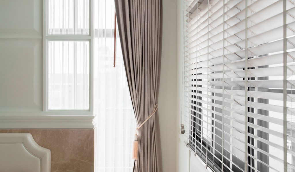 darker curtain and light blinds